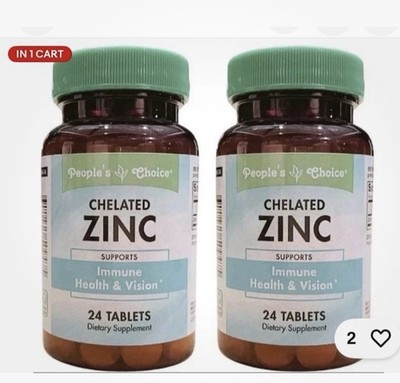 People's Choice Chelated Zinc Immune Health & Vision , 24 Tablets Pack Of 2