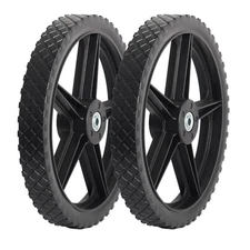 14 x 1.75'' Spoked Plastic Wheel and Tire, 2.45" Hub Length, 1/2" Inside Bear...