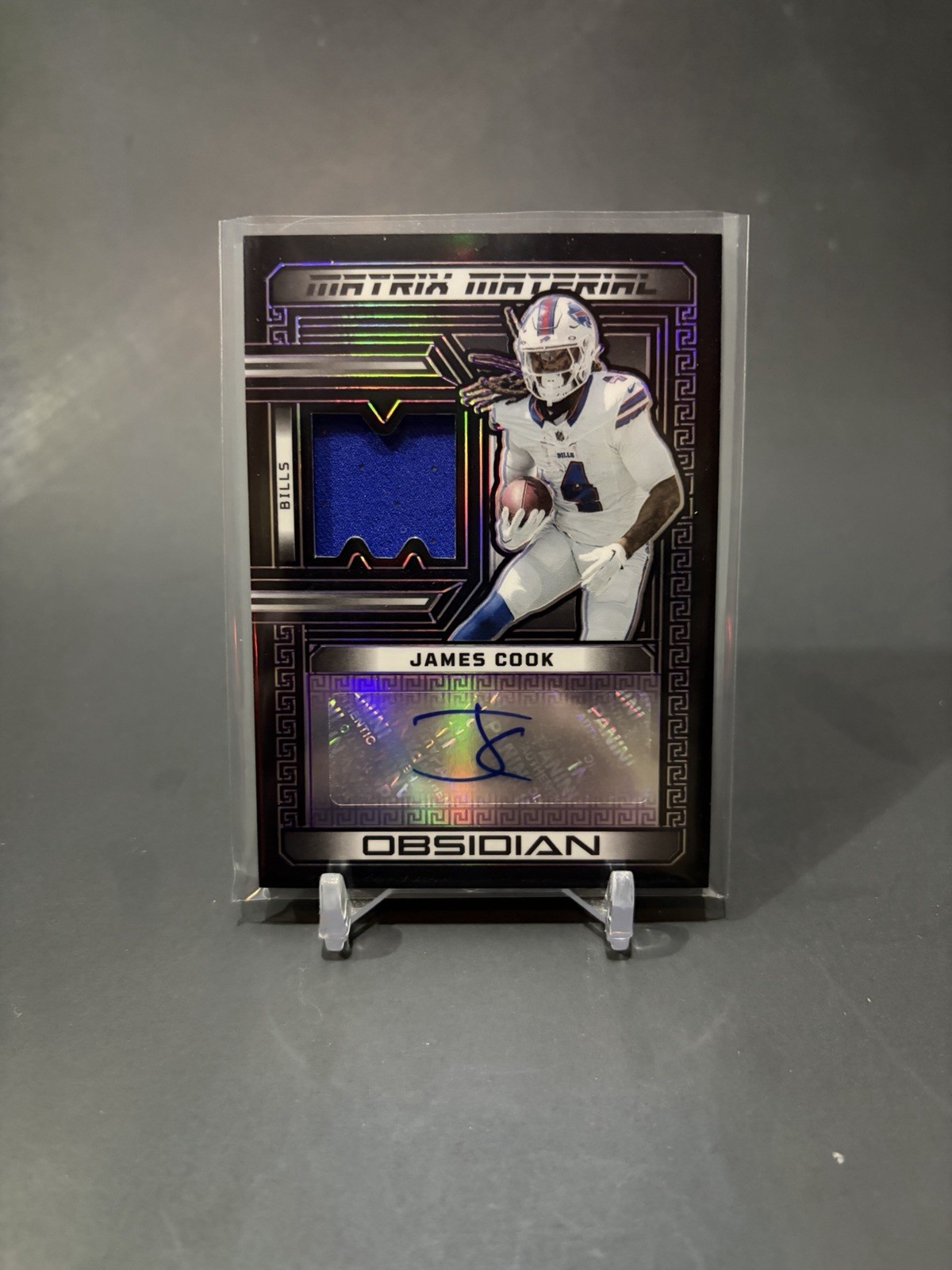 2023 Obsidian Football James Cook Matrix Material purple Etch /75 patch auto 