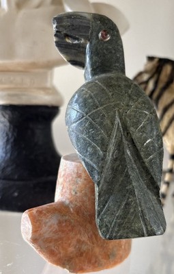 Vintage Carved Stone Bird Two -Piece Sculpture Rare HTF