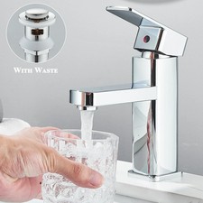 Bathroom Sink Taps with Pop-up Waste Single Lever Mono Basin Mixer Tap Fixings