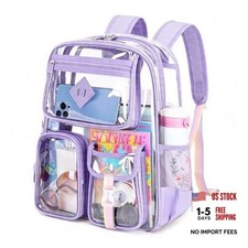 Clear Backpack for School,Heavy Duty PVC Transparent Bookbag for 1-purple