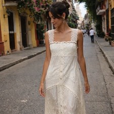 NWT FARM Rio Off White Nautical Guipere Crochet Midi Dress Sz Medium