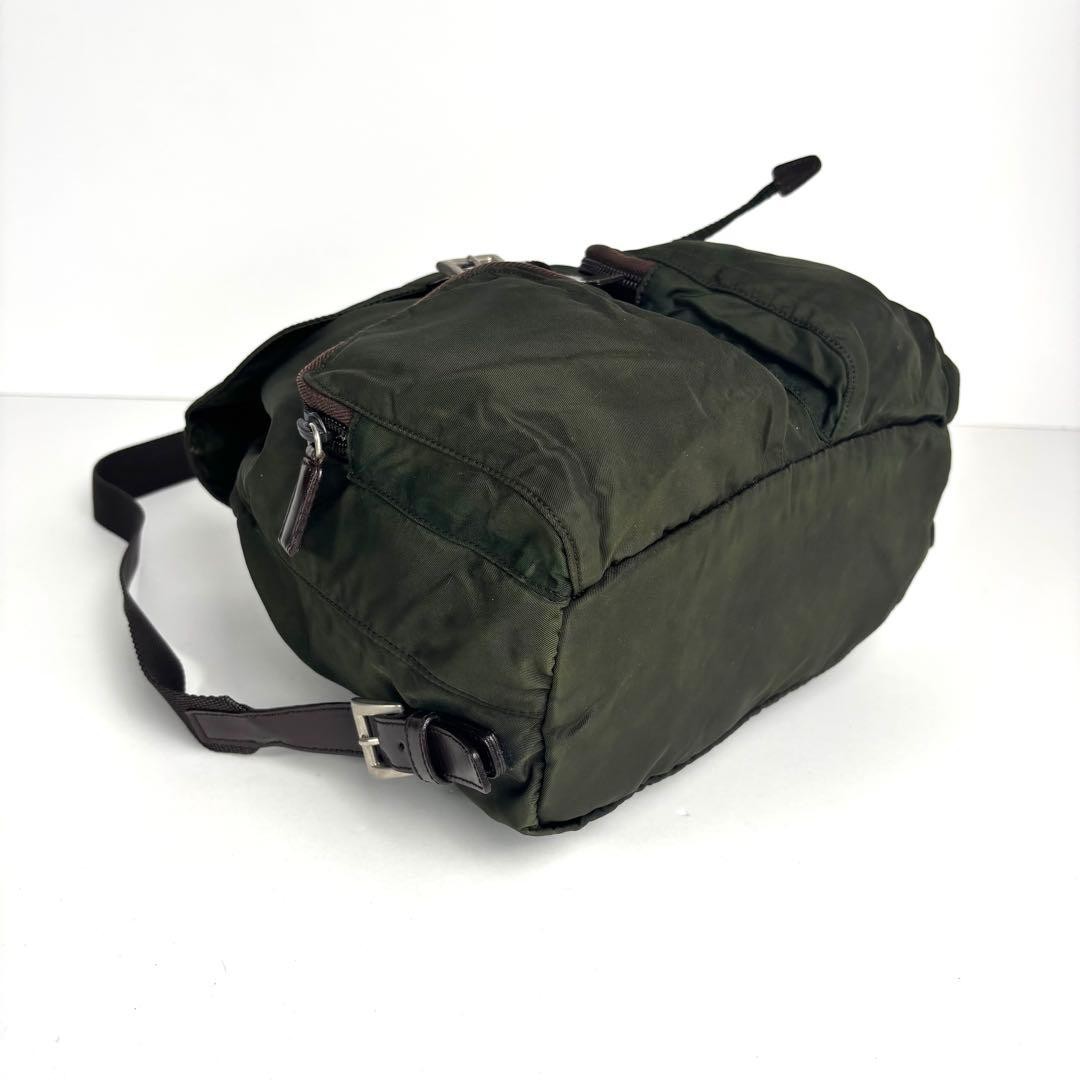 Prada backpack triangular logo nylon leather draw… - image 8