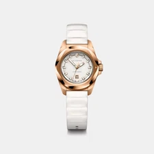 Victorinox INOX Grainy White Dial Rose Gold Bezel Quartz Women’s Watch 242037