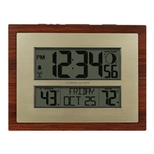 Cherry Finish Modern Digital Atomic Clock with Temperature，W86111