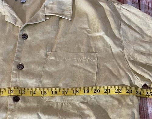 HALF MOON BAY Mens HAWAIIAN Shirt Large Yellow Palm Trees Floral Beach Nice! - Picture 12 of 13