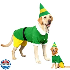 Dog Elf Christmas Outfit with Cap, Funny Party Cosplay Winter War