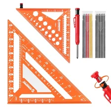 2pcs Rafter Square, 12-inch & 7-inch Carpenter Sqaure Set with champagne 