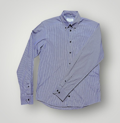 Eton modernes blau weiß Gingham Hemd 38 15 Baumwolle Button Down Popeline