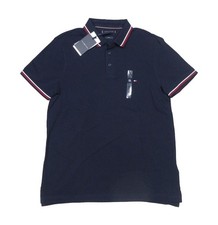 Tommy Hilfiger Men's Navy Tipped Slim Fit Mesh Short Sleeve Polo Shirt XL