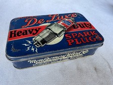 Fantastic Vintage Montgomery Ward Spark Plug Hinged Tin Service Station Sign Gas