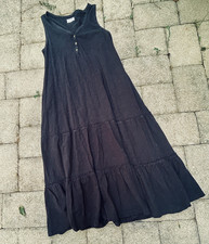 Pact Maxi Dress Women's Small Organic Cotton Black Tiered Tank Casual Comfort