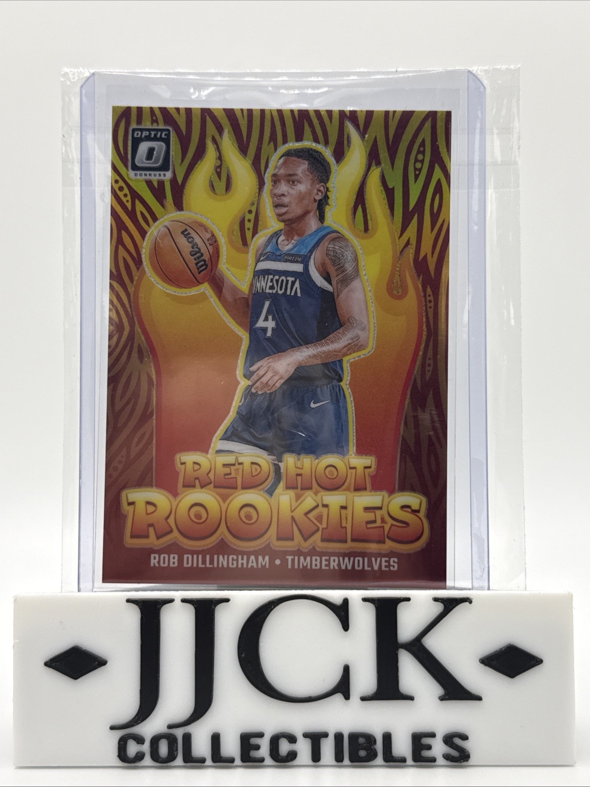2024-25 Donruss Optic Rob Dillingham #7 Red Hot Rookies Gold #/10 Timberwolves