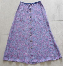 Carole Little Petites Midi Skirt Button-Front Colorful Paisley Made In USA SZ 2