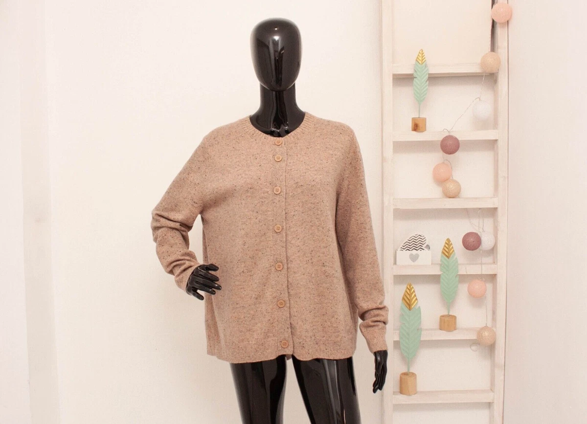 COS Cardigan 100 % Wool Beige Melange Oversized Sweater L