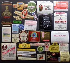 LABEL LOT: Foreign USA Old Beer Cigar Liquor Wine Bottle Soda Unique SET #BH-004