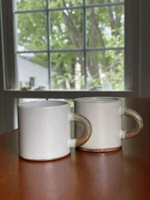 SET OF 2 Studio Art Pottery Artist Signed D Williams Coffee Small Mini Mugs Cups