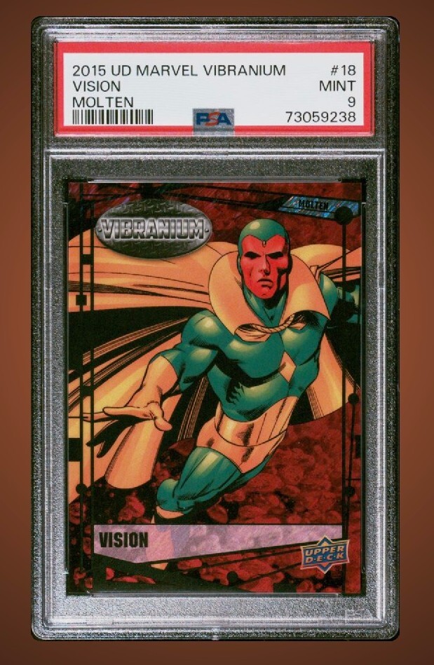 2015 Upper Deck Marvel Vibranium Molten 64/299 Vision #18 PSA 9 MINT Red