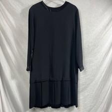 Vintage Carole Little Long Sleeve Midi Dress Womens M Pleated Cocktail Office