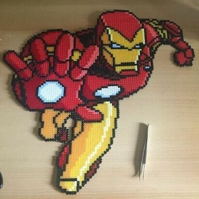 Iron man perler art hama rave kandi edm edc plur bead fuse melty marvel ...