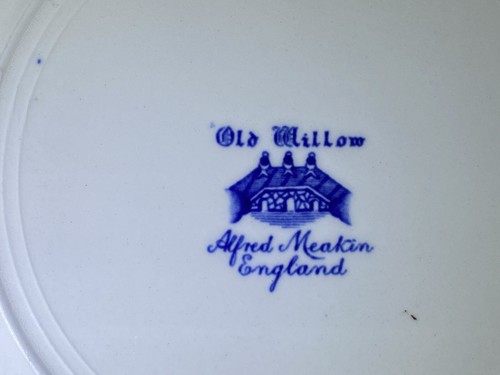 Alfred Meakin OLD WILLOW Blue & White 9 1/2" Dinner Plate ENGLAND Vintage - Picture 2 of 2