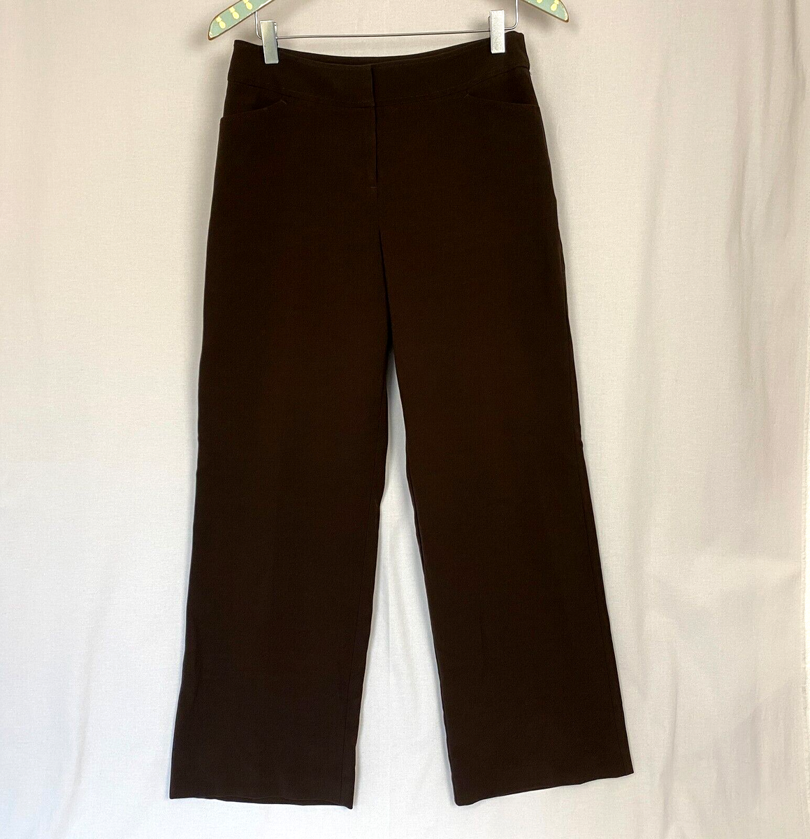 Chicos Dress Pants Size Short Brown Wide Leg Career Casual