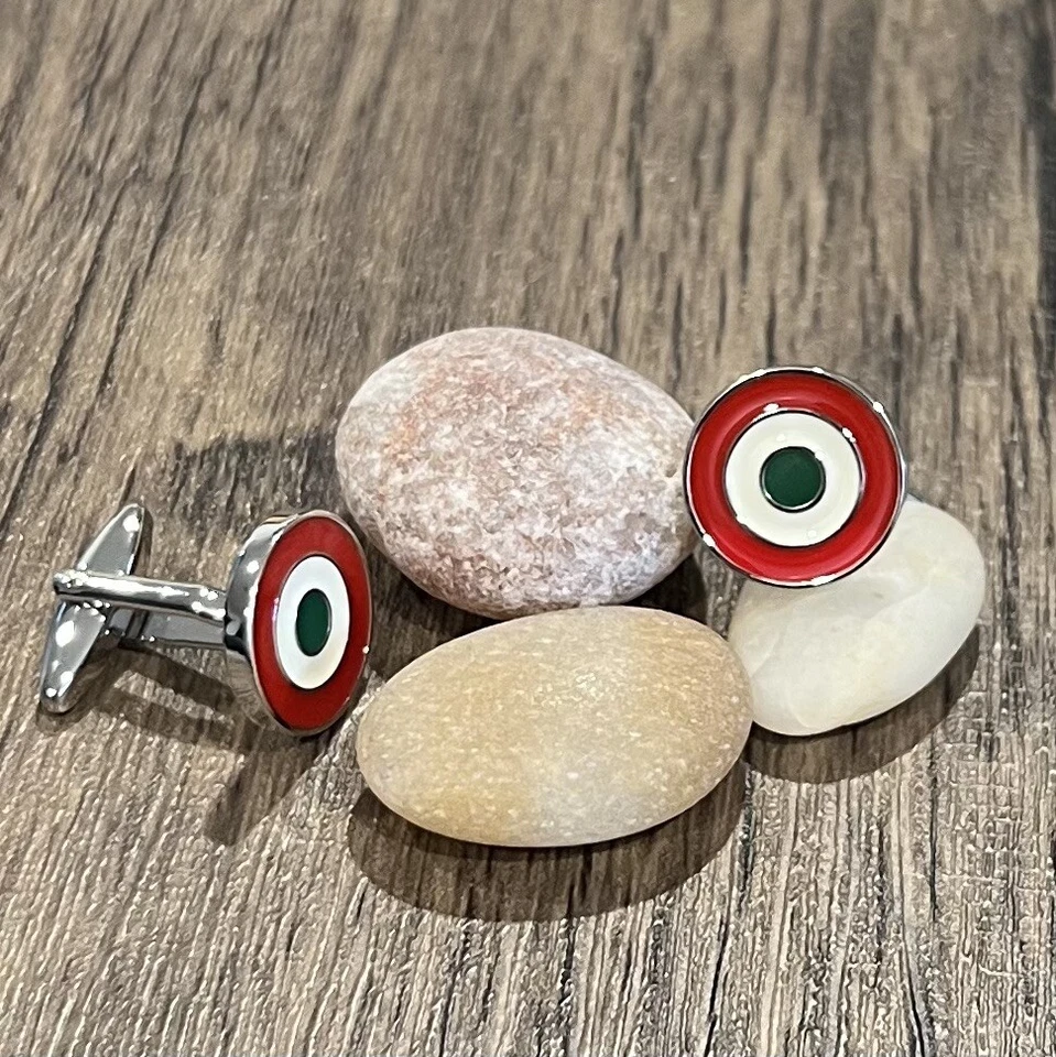 Gemelos Bullseye para hombre regalo de cumpleaños tres colores anillos gemelos objetivo Foto 3 de 4