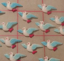 20 Vintage Hand Painted Celluloid Flying Blue Bird of Happiness Japan 10 x 20mm