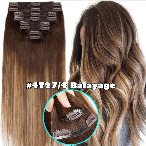 S-noilite Any Color Thick Clip In Real Human Hair Extensions Double Weft US FAST - Picture 33 of 37