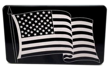 WAVING AMERICAN FLAG, Billet Aluminum Hitch Cover,   3x5,  Made In USA