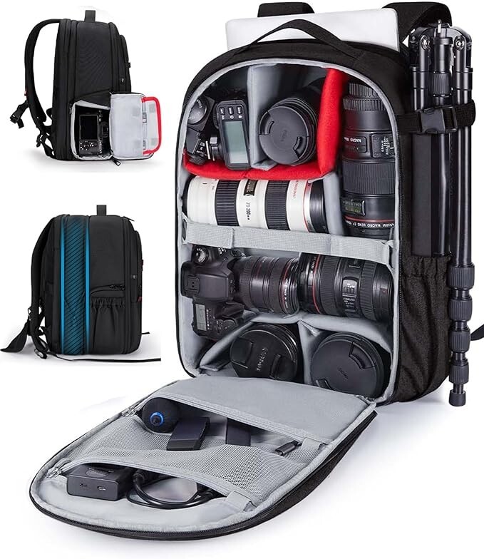 Mochila para cámara, bolsas expandibles para cámaras DSLR y SLR para fotógrafos.