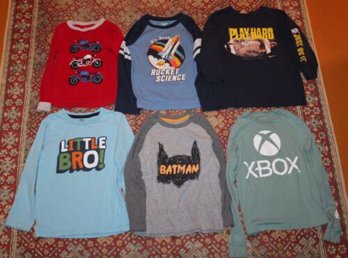 Lot of 6 Boys Clothes Long Sleeve T-Shirts 5T XBOX Batman Nike Garanimals etc.