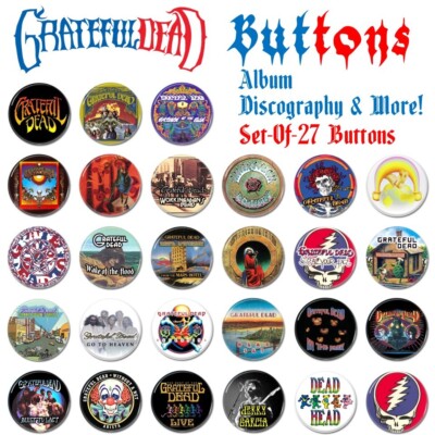 Grateful Dead Buttons / Pins - Set-of-27 - Album Discography Jerry ...