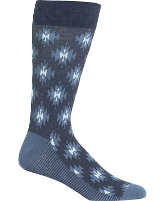 New Mens Hot Sox Denim Blue Pima Cotton Ikat Crew Dress Socks 6-12