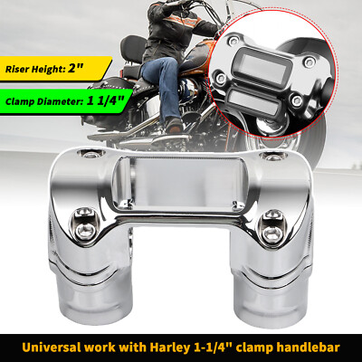 2'' Handlebar Riser 1 1/4'' Clamp Kit For Harley Dyna Low Rider Softail Sportster