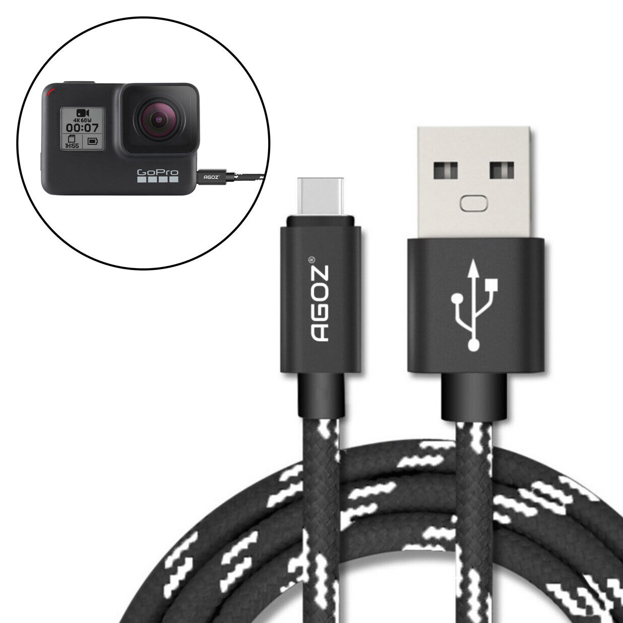 compañero Consecutivo seda USB C Cable Fast Charger Type C Data Cord for GoPro Hero 11 10 9 8 7 6 MAX  | eBay