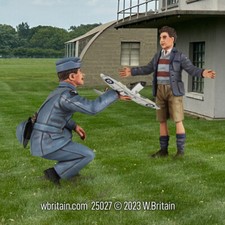 W.Britain 25027 RAF Pilot with Model Spitfire and Child Britains 