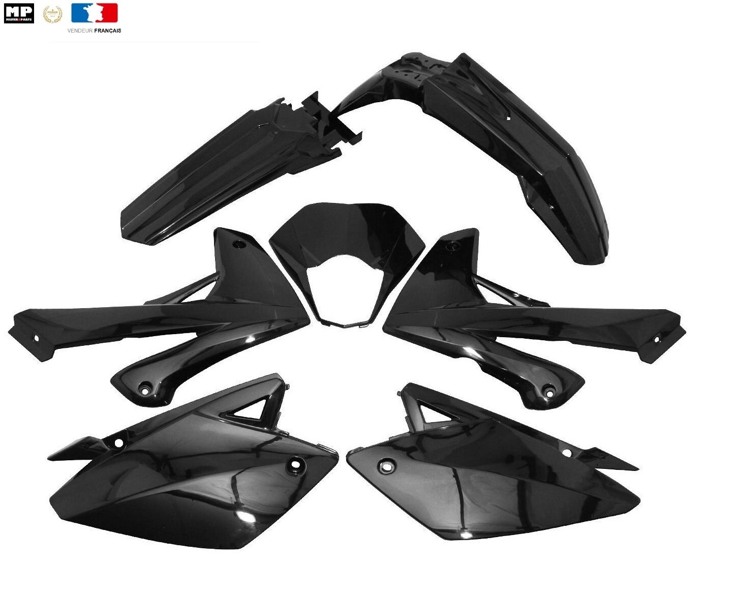 Kit carénage Rieju MRT 50 plastique noir brillant pour moto 2009-2022