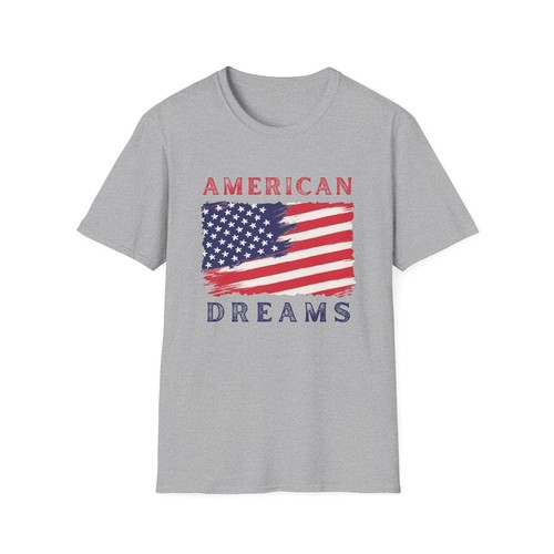 American Dreams USA Flag Patriotic Unisex Softstyle T-Shirt - Picture 2 of 25