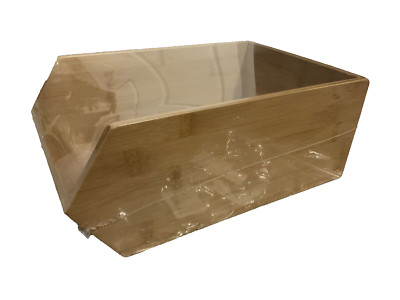 New Thirty One - Long Bamboo Stackable Storage Bin retired HTF rare natural wood