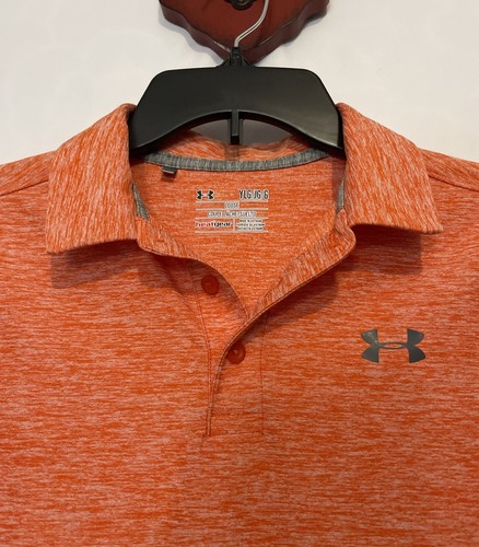 Under Armour Boys Large Orange Loose-Fit Heat Gear Collared Polo Shirt! A521 - Picture 3 of 6