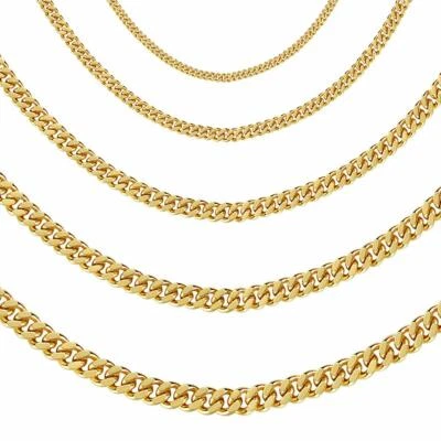 Kette Gold vergoldet Panzerkette Halskette 24K Damen Herren wasserfest K6059DS - Bild 1 von 4