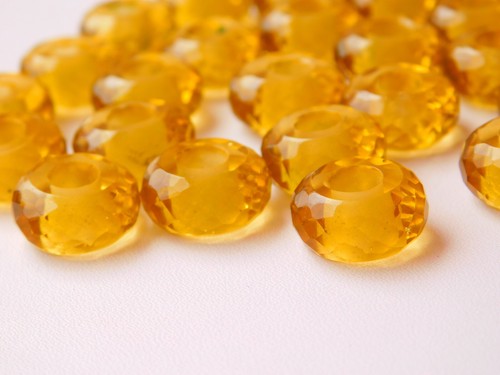 5 Pcs Of Faceted Roundel Big Hole Hydro Citrine Quartz Bracelet Beads 8x14mm - Picture 5 of 8