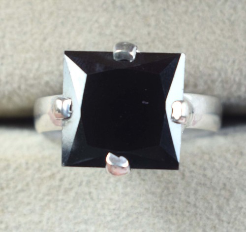 11.86 KT / 12 MM Nero Diamante Solitario Taglio Quadrato Certificato Anello - Foto 5 di 7