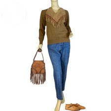 WOMEN'S VINTAGE CIRCA 1980'S BROWN MILLER MILLER MILLER SWEATER SZ LARGE