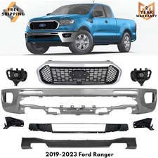 Front Bumper Face Bar Chrome & Grille Assembly Kit For 2019-2023 Ford Ranger