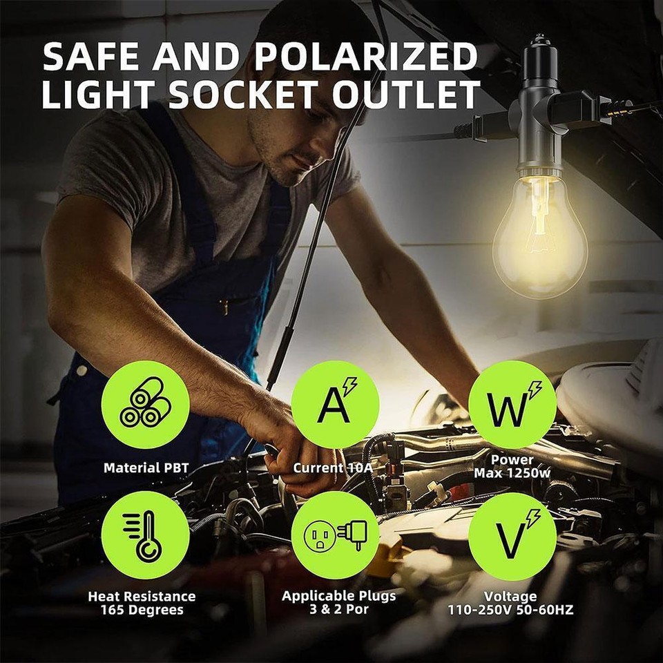 E26/E27/B22 Light Socket to Plug Adapter,Polarized Socket Light X7S3