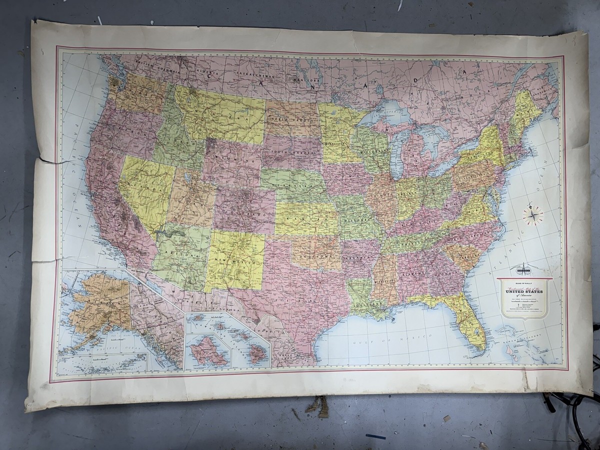 Vintage Rand McNally Centennial Map Of The United States Of