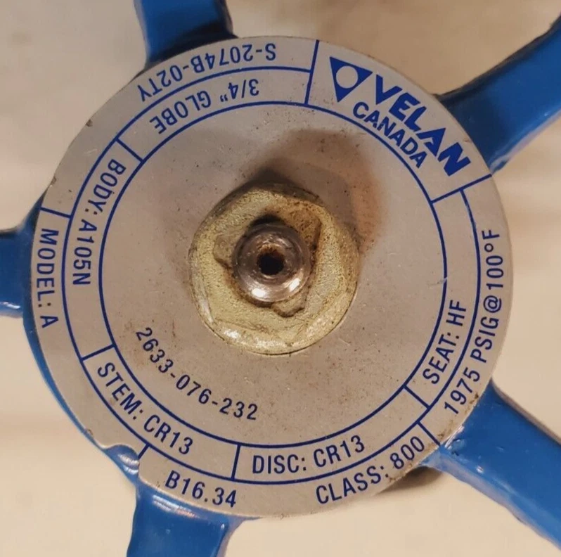 Velan Manual Steel Socket Weld Globe Valve Class 800 | A105N | S-2074B-02TY - Image 2 of 4